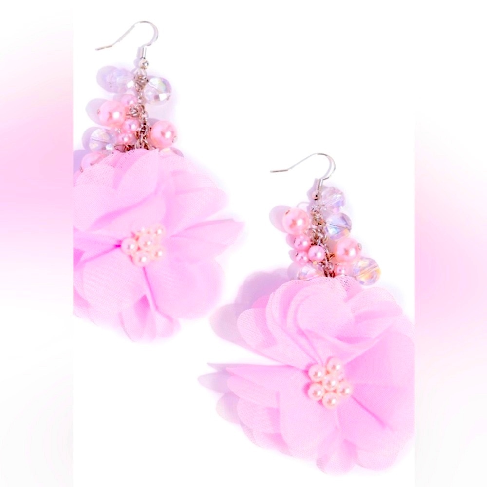 🌸💖🌸 “FASHIONABLE FLOWER GIRL” PINK EARRINGS❗️🌸💖🌸 - Picture 2 of 6